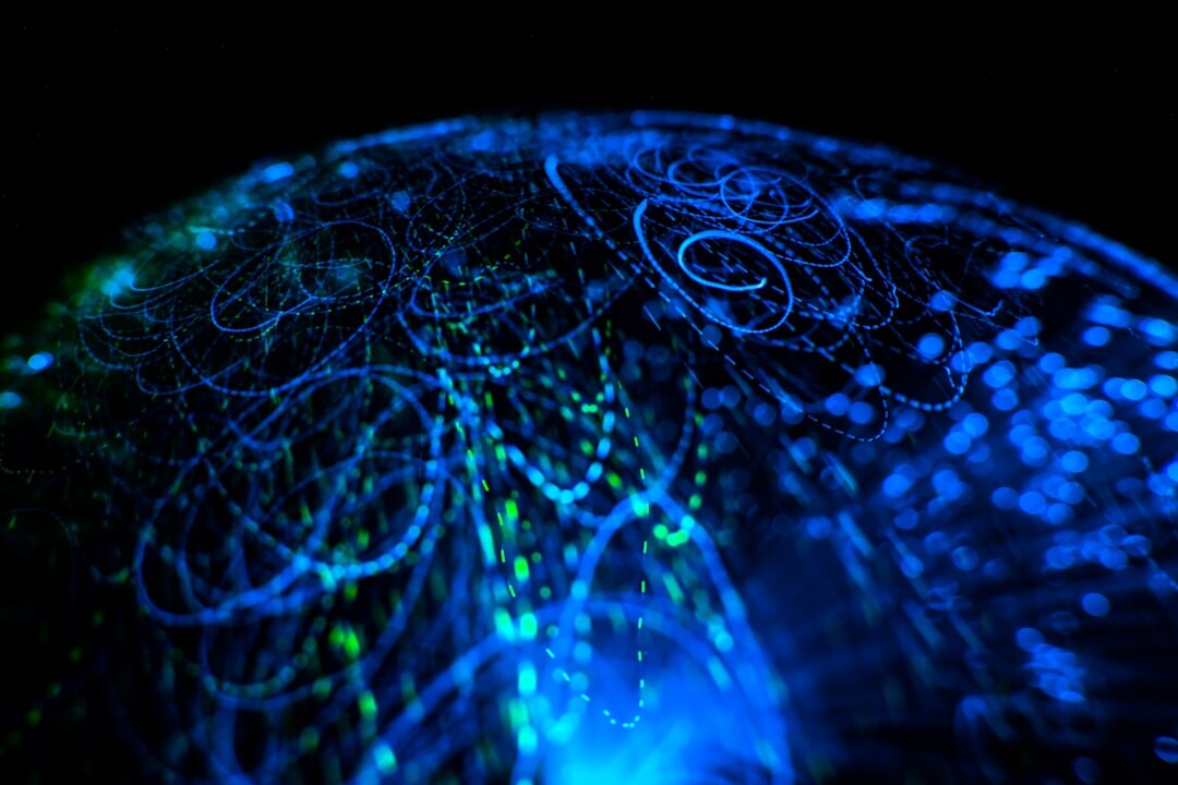 Digital content distribution network visualization with glowing data connections
